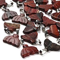 Красная Радужная Яшма Подвески из натуральной красной радуги яшмы, из нержавеющей стали с цветным покрытием 201 защелки из нержавеющей стали на дужках, 18~18.5x20~20.5x4.5~5 мм, отверстие : 7.5x4.5 мм