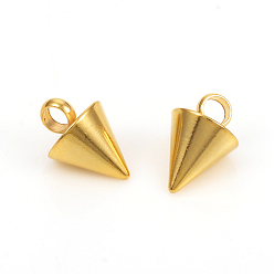 Golden 304 Edelstahl Anhänger, Spike / Kegel, golden, 8.6x5.8 mm, Bohrung: 2 mm