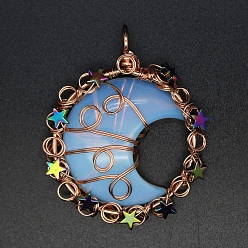 Опал Подвески из синтетической опалитовой проволоки, луна, 56x42 мм