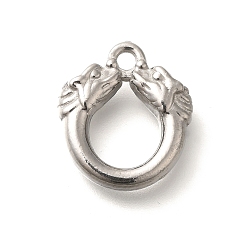 Нержавеющая Сталь Цвет Антикоррозийные 304 подвески из нержавеющей стали, двойной драконий шарм, цвет нержавеющей стали, 17x15.5x4.5 мм, отверстие : 2.2 мм