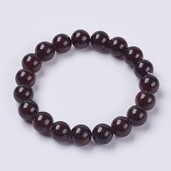 Coconut Brown Natural Green Jade Beaded Stretch Bracelet, Dyed, Round, Coconut Brown, 2 inch(5cm), Beads: 10mm