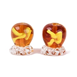 Chocolat Perles de verre filées à la main à l'intérieur de la fleur, bouteille avec méduse, chocolat, 15x11~13x11~13mm, Trou: 0.8~1mm