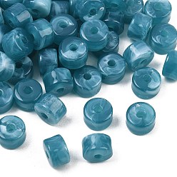 Steel Blue Two-Color Opaque Acrylic Imitation Gemstone Beads, Column, Steel Blue, 12x8mm, Hole: 3mm, about 526pcs/500g