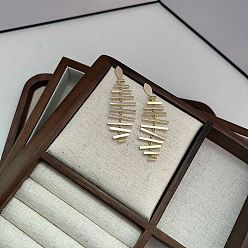 Настоящее золото 14K Латунь серьги, елочка, реальный 14 k позолоченный, 67x21 мм