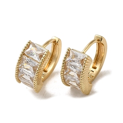 Light Gold Латунные серьги обруча, со стеклом, золотой свет, 14.5x7.5 мм