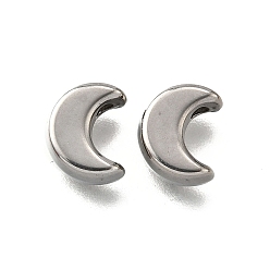 Нержавеющая Сталь Цвет 304 из нержавеющей стали бусы, луна, анти-тускнение, цвет нержавеющей стали, 8x6.5x4 мм, отверстие : 1.4 мм