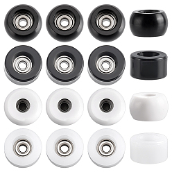 Mixed Color 16Pcs 4 Styles POM Coated U Groove Guide Pulley Wheel Roller Bearing, with ABS Plastic Finding, Mixed Color, 7~7.5x4.5mm, Hole: 1.2~1.4mm, 4pcs/style