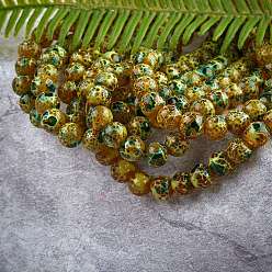 Goldenrod 2 Strands Spray Painted Glass Beads Strands, Round, Goldenrod, 8.5mm, Hole: 1.5mm, about 105pcs/strand, 31.89 inch(81cm)