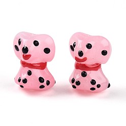 Pink Эмалевые бусины ручной работы в технике лэмпворк, собака, розовые, 17.5~18x14~14.5x12~13.5 мм, отверстие : 1 мм