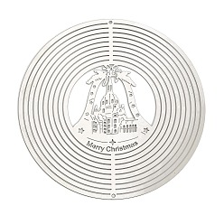 Christmas Bell Рождество 201 подвески-соединители из нержавеющей стали с лазерной резкой, цвет нержавеющей стали, не тускнеет, гравированные металлические украшения, Рождественский колокольчик, 100x0.3 мм, отверстие : 1.6 мм