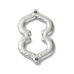 Platinum Rack Plating Alloy Links, Gourd Connector Charms, Platinum, 32x19x2mm, Hole: 1.5mm