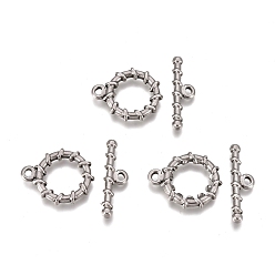 Нержавеющая Сталь Цвет Не тускнеет 304 застежки-тоглы из нержавеющей стали, кольцо, цвет нержавеющей стали, Кольцо: 19x14.6x2.5 mm, отверстие : 1.7x2.2 мм, бар: 6.2x21.8x2.7 mm, отверстие : 1.7x2 мм