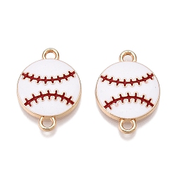 Белый Стойка покрытие сплав эмаль спортивный мяч соединительные подвески, бейсбольные ссылки, золотые, белые, 21x15x3 мм, отверстие : 1.8 мм