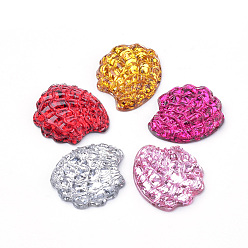 Mixed Color Resin Cabochons, with Glitter Powder, Shell Shape, Mixed Color, 25x23x6~7mm
