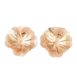 Light Gold Шапочки и конусы для бусин, латунные, цветок, золотой свет, 34x34x8 мм, отверстие : 1 мм