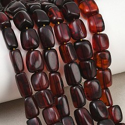 Dark Red Natural Blood Amber Beads Strands, Nuggets, Tumbled Stone, Dark Red, 10~11.5x5.5~7.5x4.5~6.5mm, Hole: 0.7mm, about 38~42pcs/strand, 15.75''~16.14''(40~41cm)