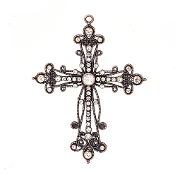 Красная Медь Подвески из сплава и страза, крестик, кристалл, Красная медь, 93x71.5x7 мм, отверстие : 3 мм