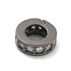 Прозрачный Бусины-проставки из латуни с кубическим цирконием, долговечный, без свинца и без кадмия, плоско-круглые, прозрачные, 6x2 мм, отверстие : 3 мм