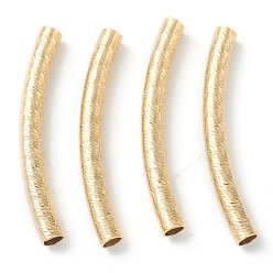 Real 24K Gold Plated Brass Tube Beads, Long-Lasting Plated, Curved Beads, Tube, Real 24K Gold Plated, 29.5x3mm, Hole: 2mm