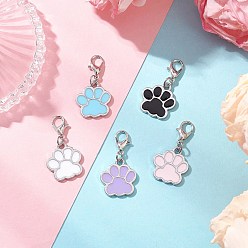(52) Непрозрачная лаванда Подвесные украшения из сплава с эмалью в виде отпечатка лапы, с цинковым сплавом застежками омаров коготь, разноцветные, 30 мм