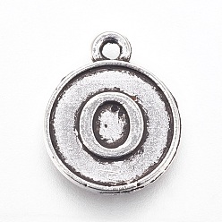 Letter O Подвески из сплава в тибетском стиле, плоские круглые с буквы, античная бронза, буква.w, 15x12.5x2 мм, отверстие : 1.5 мм