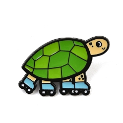 Turtle Эмалированные значки с морскими животными, Черные металлические застежки для значков на лацкан для рюкзака или одежды, черепаха на роликовых коньках, 20x30 мм