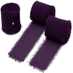 Индиго 5м полиэфирная шифоновая лента, Лента с необработанными краями для изготовления ювелирных бантов своими руками, Подарочная упаковка, индиговые, 1-5/8 дюйм (40 мм), около 5.47 ярдов (5 м) / рулон