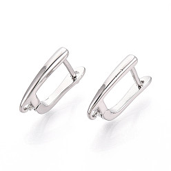 Платинированный Латунная фурнитура для хооп серег, без кадмия, без никеля и без свинца, Реальная платина, 18x12x3 мм, отверстие : 1.5~1.6 мм, штифты : 1 мм