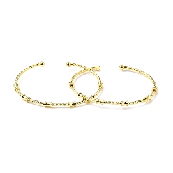 Настоящее золото 18K Браслет с открытой манжетой из латуни с покрытием из бисера для женщин, без кадмия и без свинца, реальный 18 k позолоченный, внутренний диаметр: 2 дюйм (5.2 см)