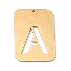 Letter A Ionenbeschichtung (IP) 304 Edelstahlanhänger, Rechteck mit Alphabet, hohl, letter.a, 32x22x1 mm, Bohrung: 1.5 mm
