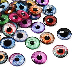 Mixed Color Printed Transparent Glass Cabochons, Half Round with Eye Pattern, Mixed Color, 20x5mm, about 100pcs/bag