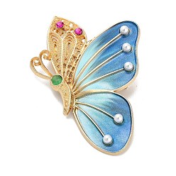 Light Gold Броши-булавки из сплава со стразами, с эмалью и пластиковыми бусами, для рюкзака с одеждой, золотой свет, 66x45.5 мм