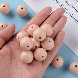 PeachPuff Opaque Acrylic Beads, Round, PeachPuff, 20x19mm, Hole: 3mm, about 111pcs/500g