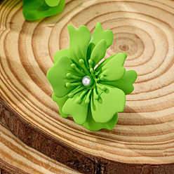 Зеленый газон Кольца из цветочного сплава с пластиковым жемчугом для женщин, зеленый газон, внутренний диаметр: 17 мм