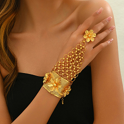 Золотой Роскошные браслеты из железных колец для невесты на Ближнем Востоке с цветочным узором, широкий и модный, золотые, внутренний диаметр: 2-3/8~2-3/4 дюйм (6~7 см)