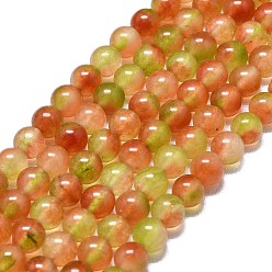 Коралловый Натуральный Malaysia нефритовые бусы пряди, окрашенная и подогревом, круглые, коралл, 6~6.5 мм, отверстие : 1 мм, около 60~62 шт / нитка, 14.96 дюйм (38 см)