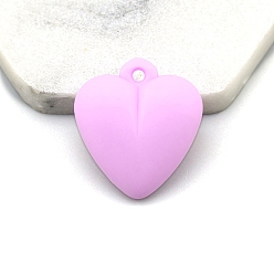 Фиолетовый Пластиковые подвески, сердце, фиолетовые, 35x32 мм