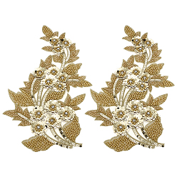 (932FM) Темно-синий аква-матовый с подкладкой 2 шт. цветочные нашивки из полиэстеровой органзы, с блесток, украшение воротника своими руками, темно-золотистые, 330x180x4 мм