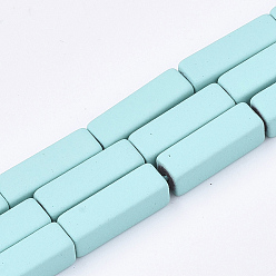 Аква Окрашенного распылением немагнитных синтетических нитей гематита бусы, кубоид, вода, 13x4x4 мм, отверстие : 0.5 мм, около 30 шт / нитка, 15.7 дюйм