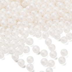 Белый Матовые пластиковые бусины с имитацией жемчуга, круглые, белые, 4 мм, отверстие : 1 мм