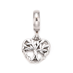 Нержавеющая Сталь Цвет 304 подвесные европейские подвески из нержавеющей стали, Подвески с большими отверстиями, сердце, цвет нержавеющей стали, 22.5 мм, отверстие : 4 мм