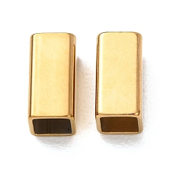 Настоящее золото 18K 304 шарики из нержавеющей стальной трубы, кубоид, ионное покрытие (ip), реальный 18 k позолоченный, 10x5x5 мм, отверстие : 4x4 мм