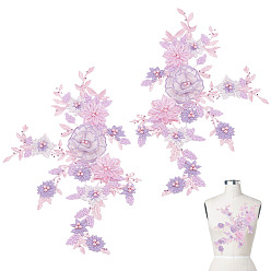 Бледно-бирюзовый 2шт кружево вышивка швейное волокно, аксессуары для одежды diy, цветок, бледные бирюзовая, 770x340x7 мм