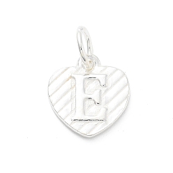 Letter E 925 серебряное сердце с подвесками в виде заглавных букв, с прыжковых колец, серебро , Письмо E, 11.5x10.5x1.5 мм, отверстие : 4 мм