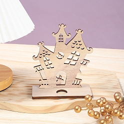 Фора Украшения для Хэллоуина, деревянные полые подсвечники для дома с привидениями, для домашнего украшения рабочего стола, оранжевые, 125x55x150 мм