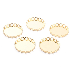 Золотой 304 Настройки нержавеющей стали кабошон, кружева края ободок чашки, плоско-круглые, золотые, 21x3 мм лоток: 20 мм