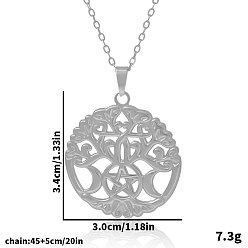 Серебро 304 Женские ожерелья с подвеской в виде тройной луны из нержавеющей стали, серебряные, 17.72 дюйм (45 см)