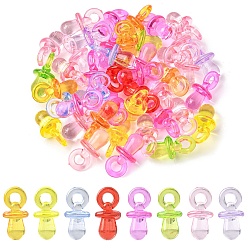Mixed Color 50Pcs Transparent Acrylic Pendants, Dummy Pacifier, Mixed Color, 31x15mm, Hole: 5x6mm
