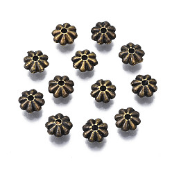Bronze Antique Fleur de perles d'espacement alliage de style tibétain, sans cadmium et sans plomb, bronze antique, 6x3mm, Trou: 1.2mm, environ3000 pcs / 1000 g