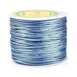 Светло-Голубой Металлические шнуры из бисера, Нейлоновый хвостовой шнур, Небесно-голубой, 1.5 мм, Около 100 ярдов / рулон